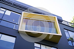 Yellow windows of office building