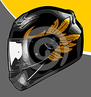 yellow winged black cool helmet