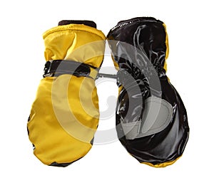 Yellow winter mittens