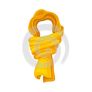 Yellow Winter Scarf as Seasonal Neckwear for Keeping Warm Vector Illustration