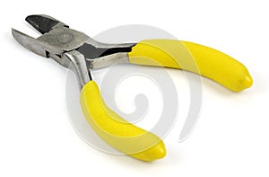 Yellow wire cutter isolated on white background