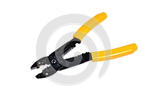 Yellow wire stripper, close-up