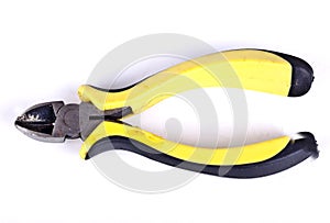 Yellow wirecutter closeup photo