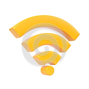 Yellow wireless network symbol isolated on white background