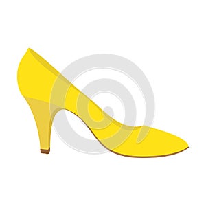 Yellow woman shoe icon, flat style