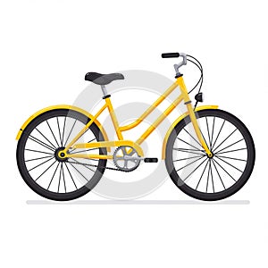Yellow women's bicycle with a step-through frame. Features include black handlebars,