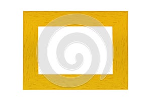 Yellow wood frame isolated on white background. clipping path