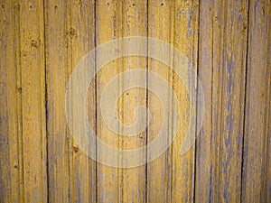 Yellow wooden background with old painted boards