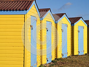 Yellow Wooden Beach Huts
