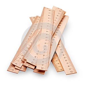 Yellow wooden centimeter ruler