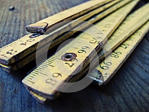 Yellow wooden folding ruler