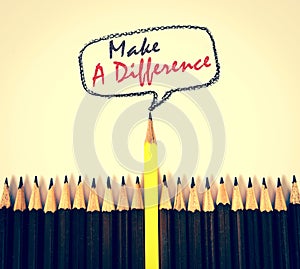 yellow wooden pencil arrange with make a difference concept