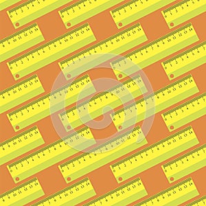 Yellow Wooden Ruler Seamless Pattern