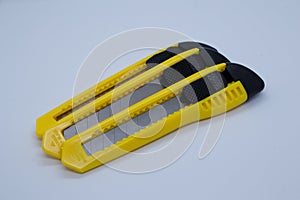 Yellow work knife with white background 4
