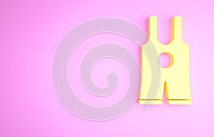 Yellow Wrestling singlet icon isolated on pink background. Wrestling tricot. Minimalism concept. 3d illustration 3D