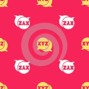 Yellow XYZ Coordinate system icon isolated seamless pattern on red background. XYZ axis for graph statistics display