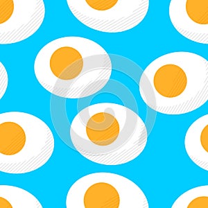 Yellow yolk chicken egg seamless pattern. Vector in flat style