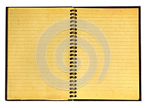 Yellowed open notebook photo