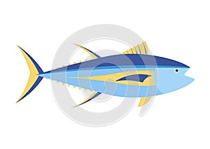 Yellowfin tuna cartoon illustration.