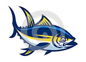 Yellowfin Tuna Fish Cartoon Illustration