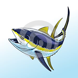 Yellowfin Tuna Fish Swimming Underwater