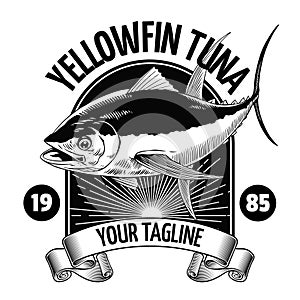 Yellowfin Tuna Fish T-Shirt Design Illustration
