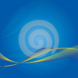 Yellowish blue curve line pattern abstract background