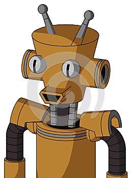 Yellowish Droid With Cylinder-Conic Head And Happy Mouth And Two Eyes And Double Antenna