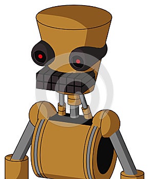 Yellowish Droid With Cylinder-Conic Head And Keyboard Mouth And Black Glowing Red Eyes