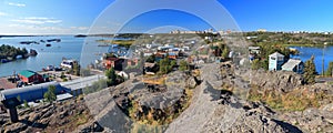 Yellowknife Landscape Panorama with North Arm of Great Slave Lake from the Rock, Northwest Territories, Canada