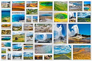 Yellowstone geysers collage