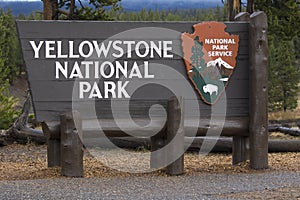 Yellowstone National Park entry sign at the south entrance