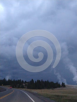 Yellowstone National Park Gysers Storm Clouds