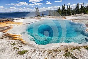 Yellowstone National Park Hot thermal spring Black Pool in West Thumb Geyser Basin area, Wyoming, USA