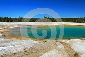Yellowstone National Park, Turquoise Pool at Midway Geyser Basin, Wyoming, USA