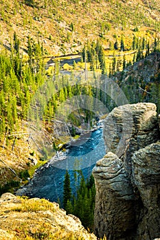 Yellowstone river in Yellowstone national park.