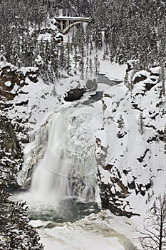 Yellowstone upper falls in winter