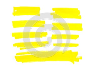 Yelow stripes, drawn with markers. Stylish highlight elements for design