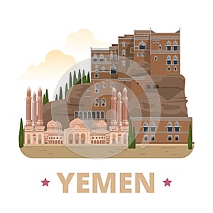 Yemen country design template Flat cartoon style w