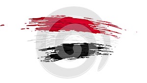 Yemen flag animation. Brush strokes. Painted yemeni flag on white background. Independence day. Yemen state patriotic national