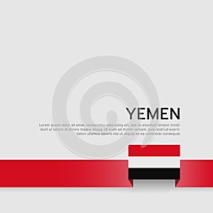 Yemen flag background. State patriotic yemeni banner, cover. Ribbon color flag of yemen on a white background. National poster.