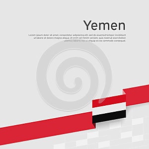 Yemen flag background. State patriotic yemeni banner, cover. Ribbon color flag of yemen on a white background. National poster