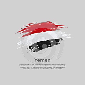 Yemen flag. Brush strokes. Brush painted yemeni flag on a light background. Vector design national poster, template. Place