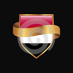 Yemen flag Golden badge design vector