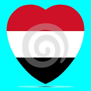 Yemen Flag In Heart Shape Vector