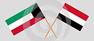 Yemen and Kuwait. The Yemeni and Kuwaiti flags. Official colors. Correct proportion. Vector