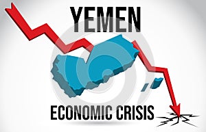 Yemen Map Financial Crisis Economic Collapse Market Crash Global Meltdown Vector