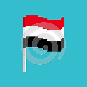 Yemen Pixel flag. Pixelated banner Yemeni. political bit icon. V