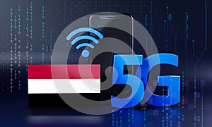 Yemen Ready for 5G Connection Concept. 3D Rendering Smartphone Technology Background