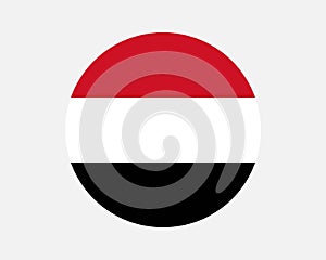 Yemen Round Country Flag. Yemeni Yemenite Circle National Flag